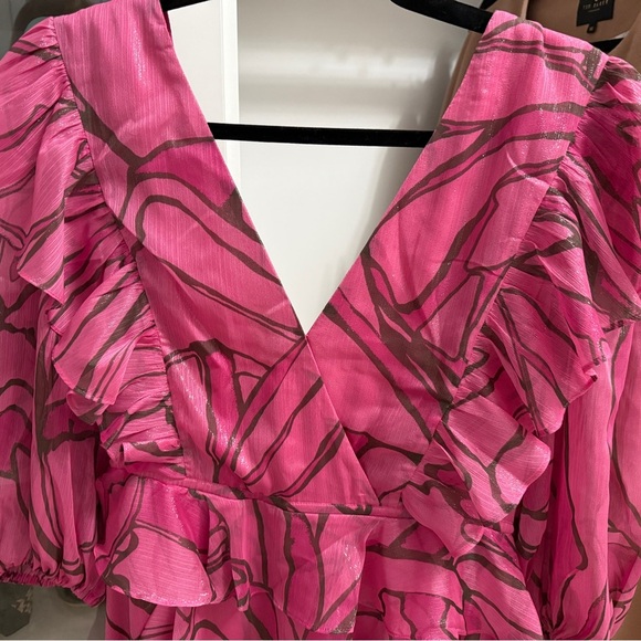 NWT Ted Baker Size 2 Pink Midi Pinafore Dress with Tie Waist - Picture 2 of 9